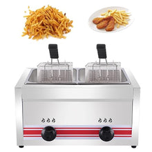 XLTEAM 20L Large Capacity Gas Fryer, Commercial LPG Fryer, Stainless Steel Gas Fryer with Baskets and Lids, Adjustable Firepower, for Chips Donuts Fish, Easy Clea