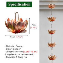 LZPHGB Rain Chain for Gutter Drainage, Adjustable Length for Easy Installation and Enhanced Water Flow Control,6-Copper-4M (13Ft)