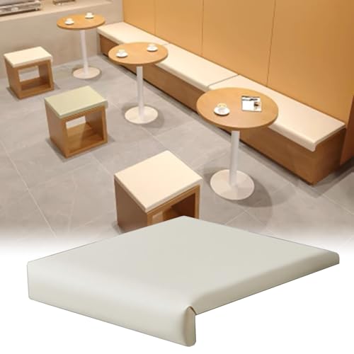 RENLXFI White Restaurant Bench Seat Cushion Square, Large Made to Measure Chair Cushions for Stairs Steps/Bay Window/Bleacher, Outdoor Waterproof Floor Pad(6 Pack,22x22in/55.9x55.9cm)