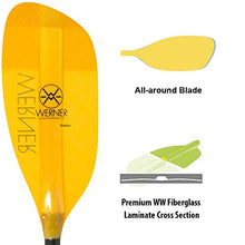 Werner Sherpa Fiberglass Straight Shaft Whitewater Kayak Paddle Amber