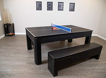 Hathaway Park Avenue 7-ft Pool Table Tennis Combination with Dining Top, Two Storage Benches - Black and Red Felt