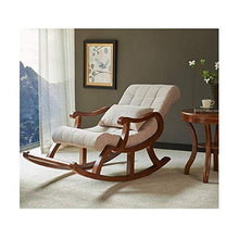 Solid Wood Rocking Chair Integrated Pedal Lazy Leisure Recliner Balcony Old Man Chair 125x67x89cm (Color : Brown) (Dark Gray)
