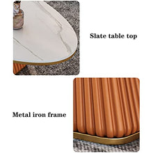 living room table Luxury Slate Coffee Table, Modern Oval Coffee Table with Metal Iron Frame, Household Creative Living Room Center Table, Easy to Assemble outdoor side table ( Color : B , Size : 100*6