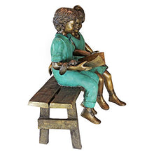 Design Toscano Read to Me Boy and Girl on Bench Cast Bronze Garden Statue Two Tone Bronze & Verdigris