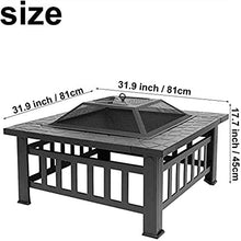 KOMFGT Fire Pit, 32'' Iron Fire Pit Outdoor Patio Camping Bonfire Bronze Outdoor Fireplace Fire Bowl with Spark Sn, Suitable