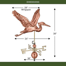 Good Directions 3-Dimensional Blue Heron Copper Weathervane, Includes Adjustable Roof Mount for Easy Installation - Hand-Polished Copper
