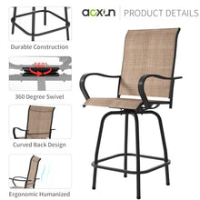 Aoxun 5 Pieces Outdoor Bar Sets Textilene Outdoor Bar Stools Set of 4 with High Table Height Bar Bistro Set All-Weather Patio Furniture, Brown
