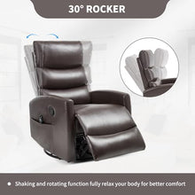 Swivel Rocker Recliner Chair 3-Stage Backrest, Massage & Heat, Faux Leather
