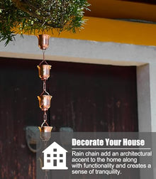YUSIWOAL Copper Rain Chain with Adjustable Cups for Gutter Water Diversion Outdoor Decor(4 m (13ft))