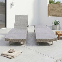 Lexicon Wicker Outdoor Lounge Chairs Set of 2 - Outdoor Lounger, Aluminium Frame, 3 Position Adjustable Backrest Patio Chaise Lounger for Garden, Backyard, Patio Poolside Lawn, Gray