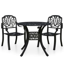 Coespram 3 Piece Bistro Set Cast Aluminum Outdoor Patio Furniture Black