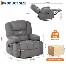 Garvee Oversized Recliner Chair,Extra Wide 360° Swivel Rocker Massage Heat