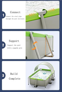 Metal Frame Swimming Pool, Multi-Directional Support to Maintain Stability, for Adults (1.9m)