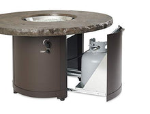 Outdoor GreatRoom Co Propane Fire Pit Table - Beacon Gas Fire Pits for Outside Patio - 48 Inch Round Concrete Firepit Fire Table with Matching Tabletop Cover, Powder-Coated Metal Base - Bronze