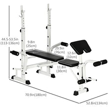 Soozier Adjustable Weight Bench with Squat Rack, Preacher Curl Pad, Leg Developer, Butterfly and Weight Storage Black and White