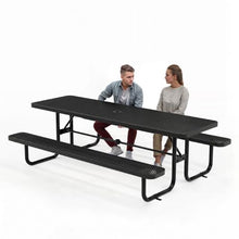OUTTANS Commercial Metal Picnic Table (Black, 8' Rectangular)