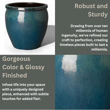 Emissary Teal Stoneware Round Planter 26in x 26in
