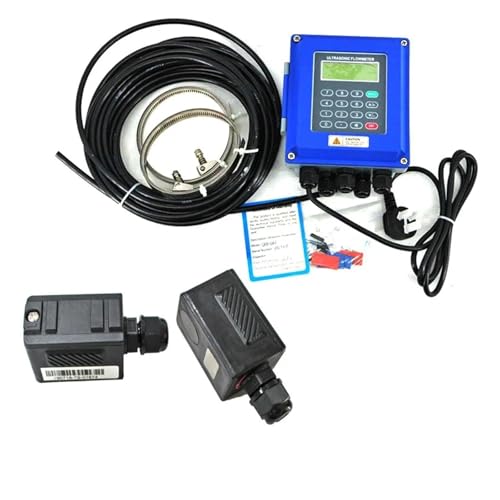 Water Flow Meter, TUF-2000B Wall Mounted Water Flow Meter Transducer TS-2/TM-1-HT Optional SD Storage Clamp Sensor Liquid Ultrasonic Flowmeter,for Outdoor Garden Hose Watering(Host and TM-1-HT)