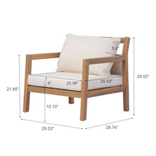 Christopher Knight Home Pablo Acacia Wood Lounge Chair Outdoor Set of 2 with Removable Cushion, Solid Wood Patio Accent Chair with Cushion, Patio Furniture Set Sofa Chair, Light Teak+Beige