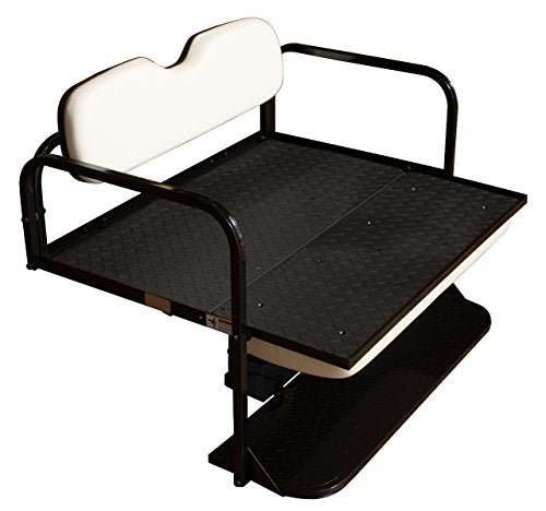 Performance Plus Carts EZGO TXT Golf Cart Rear Flip Seat Kit | Folding Steel Frame | White Cushions