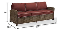 3 Piece Patio Wicker Sofa Set with Sofa and Set of 2 Chairs in Sangria