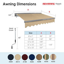 ADVANING Classic Series 8'X7' Manual Retractable Awning, 100% Acrylic UV+ Sun Shade Canopy, Light Taupe (Solid), MA0807-A013H