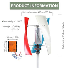 Fablestoryem 14000W Wind Turbine Generator Kit with MPPT Controller,12V/24V/48V/110V/220V Wind Turbine Vertical Wind Generator Kit, Electricity Producer Equipment, Home Power Energy Kit,Color-12V