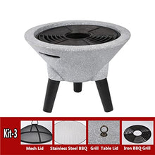 Outdoor Fire Pit Garden Wood-Burning Fire Pit Grill Table Set, Outdoor Backyard Patio Fireplace Fire Bowl, Easy to Use, Isolate Sparks (Color : Kit-2) (Kit 2) (Kit 3)