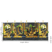 CHYIFSHIY Elegant Zen Landscape Waterfall Fountain with LED Lighting and Artificial Greenery – Indoor and Outdoor Feng Shui Water Feature for Home and Garden Décor(#2713+2715+2719+2713)