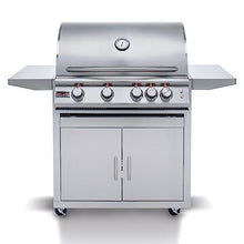 Blaze Outdoor Grill Freestanding 32-Inch Stainless Steel Natural Gas BBQ Grill with 4 Burners, Rear Infrared Burner, Interior Grill Lights, and Heavy Duty Cart - BLZ-4-NG