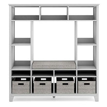 Martha Stewart Kids' Storage System Grey Wood Bookshelf Cubby with Seat Cushion