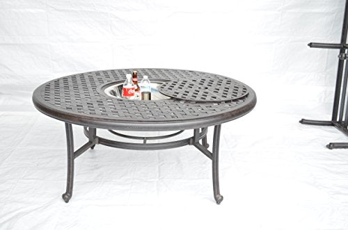 Nassau Outdoor Patio 52" Ice Tea Coffee Table Dark Bronze Cast Aluminum