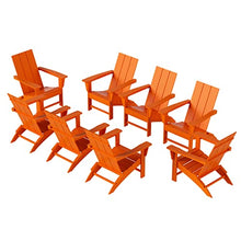 WestinTrends 8-Piece Modern Poly Folding Adirondack Chair Set Orange