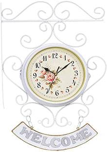 NUHSLF Garden Clocks Outdoor,8 Inch Retro Metal Outdoor Wall Clock Indoor Waterproof Iron Art Decorative for The Garden Mounted Beautiful snery