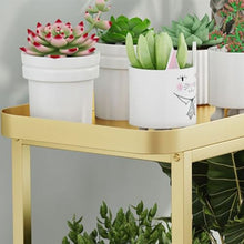 Plant Stand Metal 2 Tier Nordic Fresh Flower Pot Stand Indoor Outdoor Planter Display Shelving Movable Plant Shelf Modern Cream Style Flower Rack Multifunctional Storage Rack For Garden Corner
