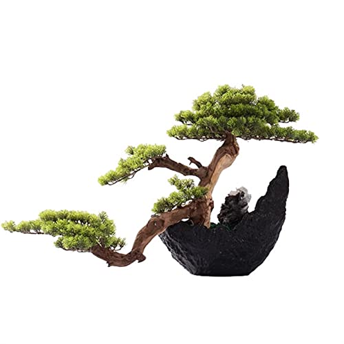 Fake Plants Artificial Bonsai Tree Indoor Simulated Greenery Bonsai Wood Decorative Bonsai with Resin Flower Pot for Home, Office, Desk Decor Bonsai Tree