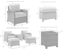 Afuera Living 5-Piece Outdoor Chair Set, Wicker/Rattan, Gray/Weathered Brown Finish, Steel Frame, All-Weather Cushions, Modular Design with Side Table, Patio Seating and Relaxation