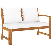KPOUTRFG 6 Piece Solid Acacia Wood Patio Lounge Set with Modern Rectangular Design and Cream Cushions for Outdoor Seating