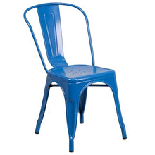 BOWERY HILL 3 Piece Metal Patio Dining Set, 30" Round Table and 2 Chairs, Blue Powder Coat Finish, Stackable Bistro Chairs, Indoor/Outdoor Use, Retro-Modern Style for Home, Restaurant or Patio Spaces