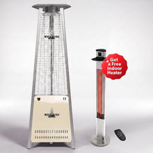 The Capri Amalfi Studio Collection Patio Heater by Lava Heat Italia, Liquid Propane Custom Powder-RAL 3015 Light Ivory Coated Flame Tower, Designer 92-Inch Italian Outdoor Heater