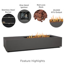 Real Flame Aegean 72in Rectangle Propane or Natural Gas Fire Pit Table, 65,000 BTU, Powder-Coated Steel, Push-Button Ignition, CSA Certified, Stainless Steel Burner with Lid (Weathered Slate)