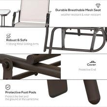 XITPEYEZY Outdoor Double Glider Chair Set with Side Table, Beige
