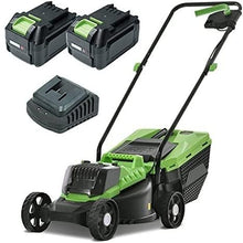 Electric Cordless Lawnmower Push Rotary Lawnmower Lightweight Hover Collect Lawn Mower Cutting Heights 30-70 cm up to 380 m2 Garden with 30L Grass Box