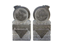 Orientliving Chinese Foo Dogs Door Block Drum Statue Gray