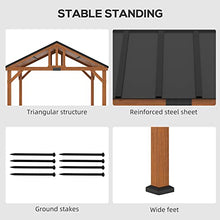 Outsunny 11' x 12' Hardtop Gazebo with Wooden Frame and Asphalt Roof Brown