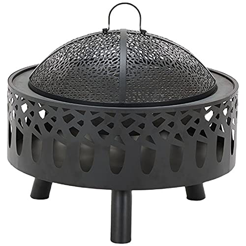 High-end Outdoor Fire Pit w/Spark Screen, Large Bonfire Wood Burning Firepit Bowl, Farmhouse Decorations Fireplace Heating Basin, for Outdoor Backyard Terrace Patio