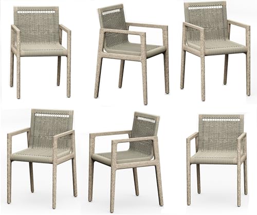 TeakFurnitureOutlet Qty 6 - Grade-A Teak Wood Luxurious Solo/Single SEMA Weathered Teak Arm Chairs #96SeAA