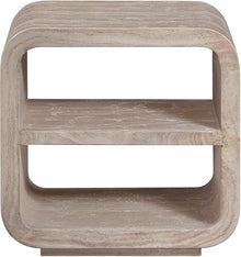 Meridian Furniture 77062Travertine-ET Calix Collection Art Deco Indoor/Outdoor Concrete End/Side Table with Water-Transfer Finish, 20" W x 14" D x 20" H, Travertine