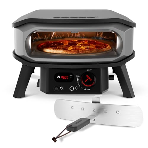 COZZE Mini Pizza Oven Gas with Rotating Function 13 Inch - Pizza Oven Gas Outdoor (50 mbar) with Rotation - Table Pizza Oven for Small Pizzas