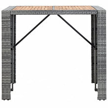 REWIS 5-Piece Outdoor Furniture Set with Poly Rattan and Acacia Wood Gray